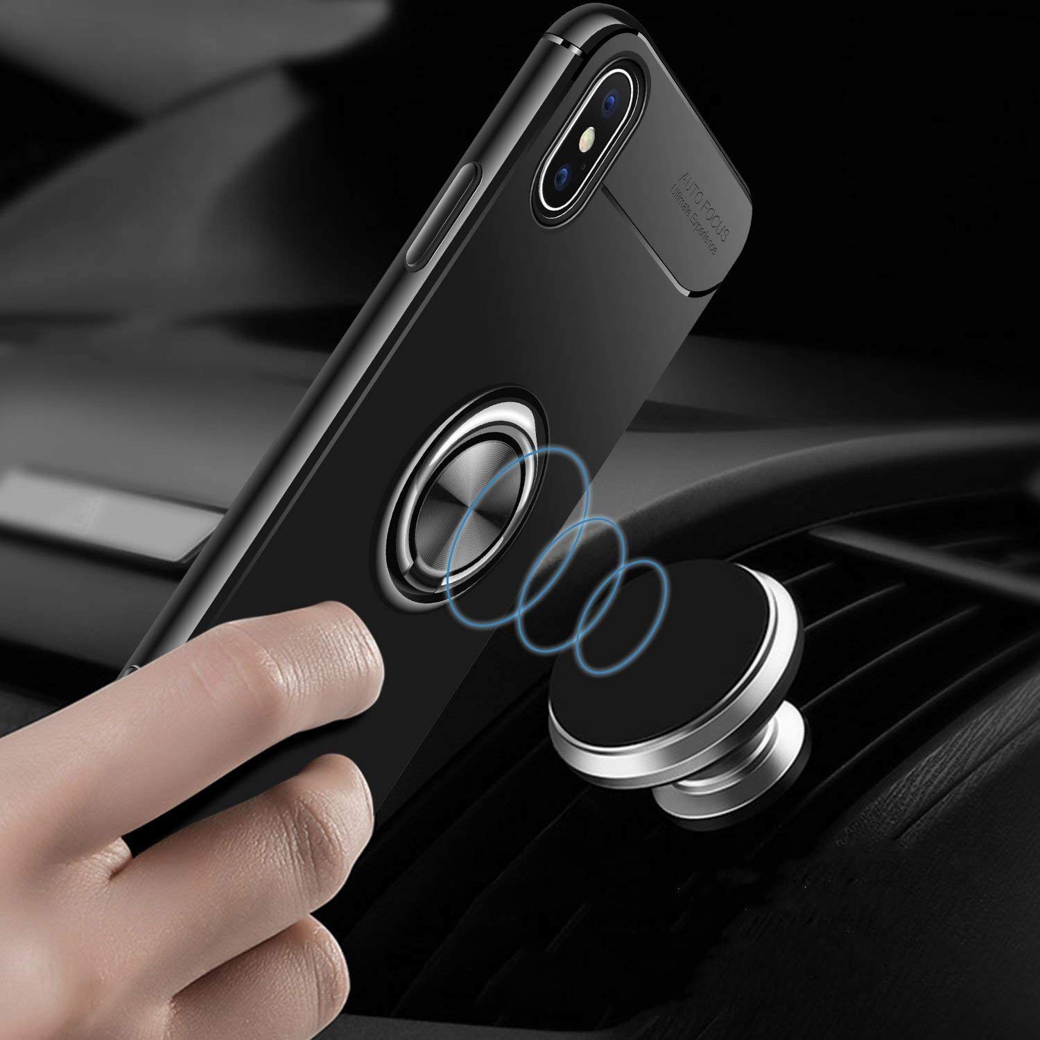 360° Rotating Magnetic Phone Case for iPhone X - Slim Soft TPU Cover with Metal Plate for Car Mount | Perfect for Driving, Gaming & Hands-Free Use