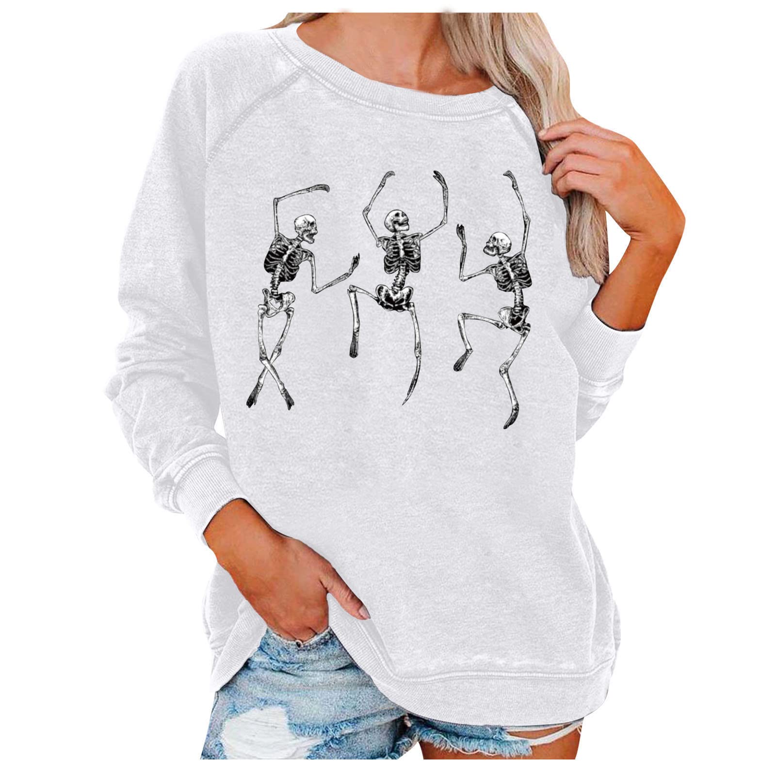 Women's Printed Long Sleeve Workout Tank Tops - Elegant O-Neck Loose Fit Summer Shirts for Yoga, Running & Outdoor Activities | White Fishing Tops for Women