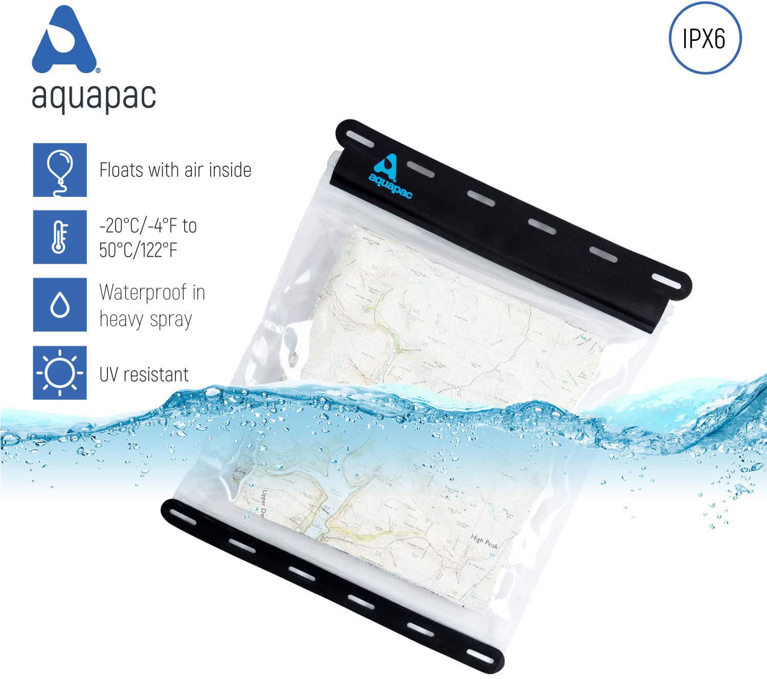 AquaPac Waterproof Map Case Large - Waterproof, Durable, and Lightweight for Hiking, Kayaking, and Outdoor Adventures
