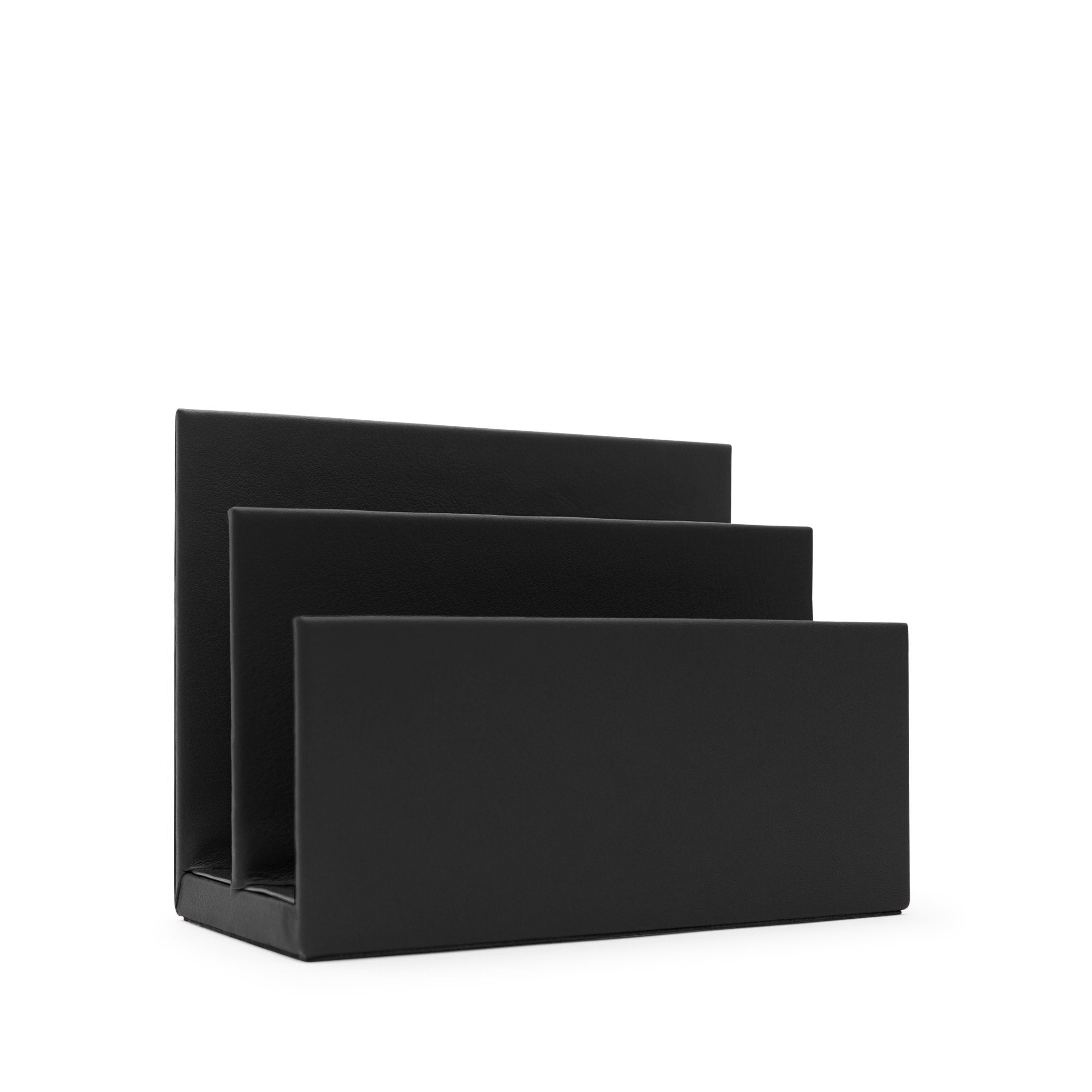 Classic Black Onyx Letter Holder - Elegant Desktop Organizer for Home & Office Mail Storage