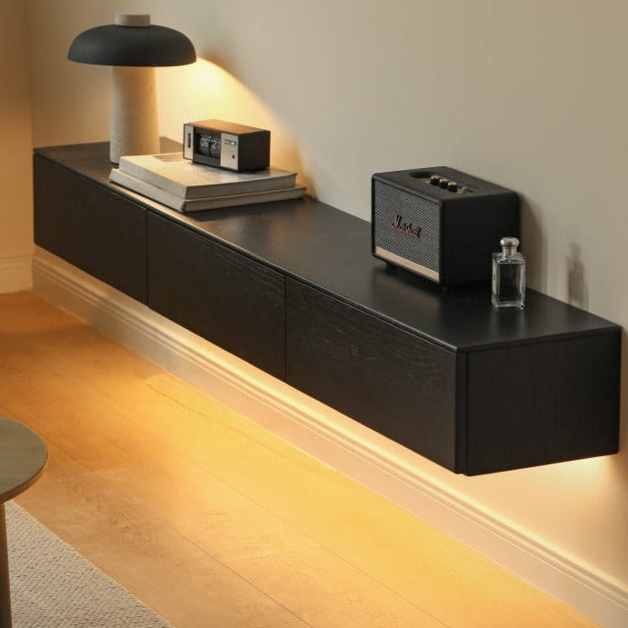 Modern Oak Solid Wood Floating TV Stand - Sturdy & Stylish Wall-Mounted Entertainment Center for Living Room, Bedroom & Home Theater