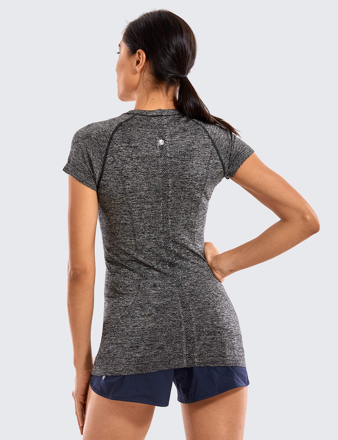 CRZ YOGA Women's Seamless Workout Shirts - Short Sleeve Athletic Tops for Gym, Running & Yoga - Moisture Wicking & Breathable Quick Dry Sport Tees for Active Lifestyles