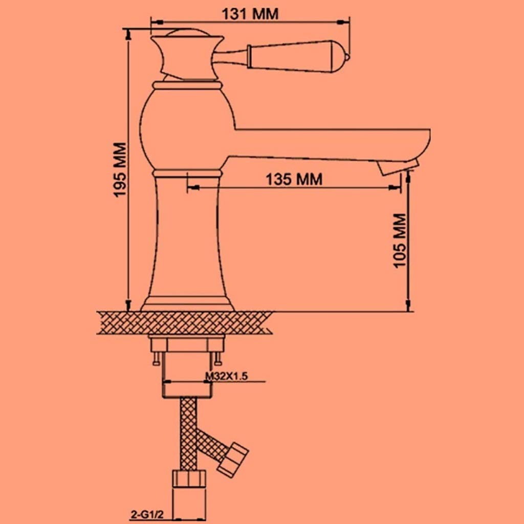 Copper Single Handle Bathroom Sink Faucet - Deck Mounted Hot and Cold Water Mixer Tap with Ceramic Handle for Bathroom, Kitchen, Hotel & Pool Use