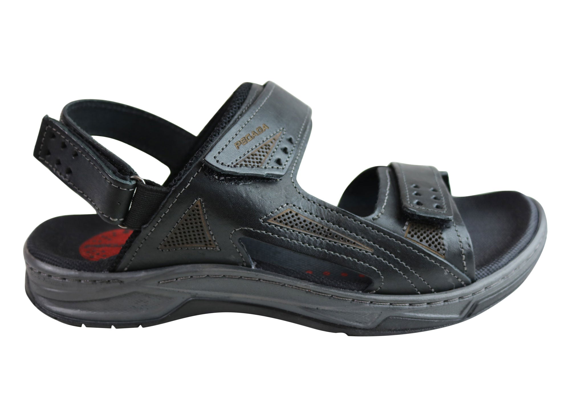 Jeff Men's Genuine Leather Comfortable Cushioned Sandals - Handmade in Brazil - Perfect for Beach, Vacation & Summer Outdoor Activities