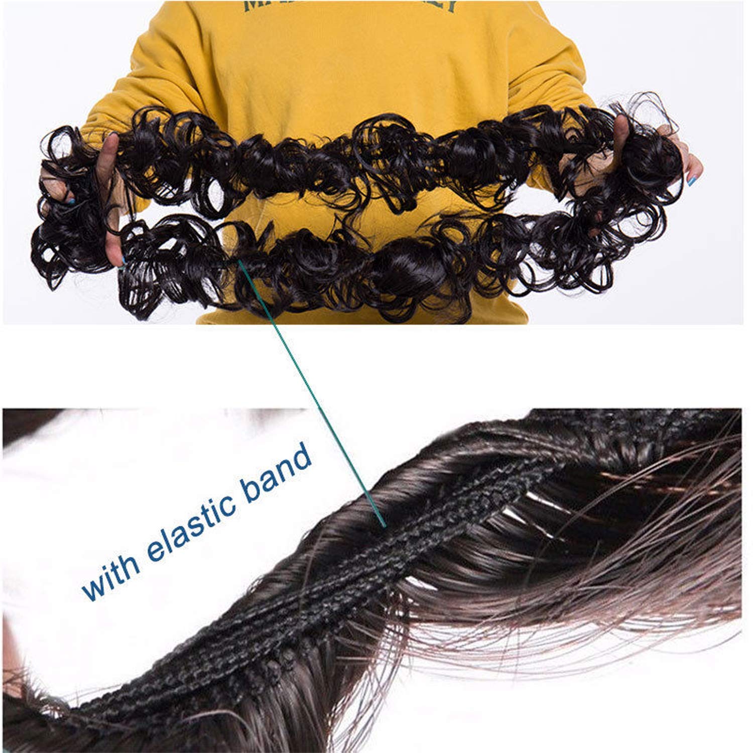 ASG 1 Pack Messy Curly Elastic Hair Bun Ponytail Frill Hair Extension for Women & Girls - Black | Perfect for Parties, Weddings, and Everyday Styling