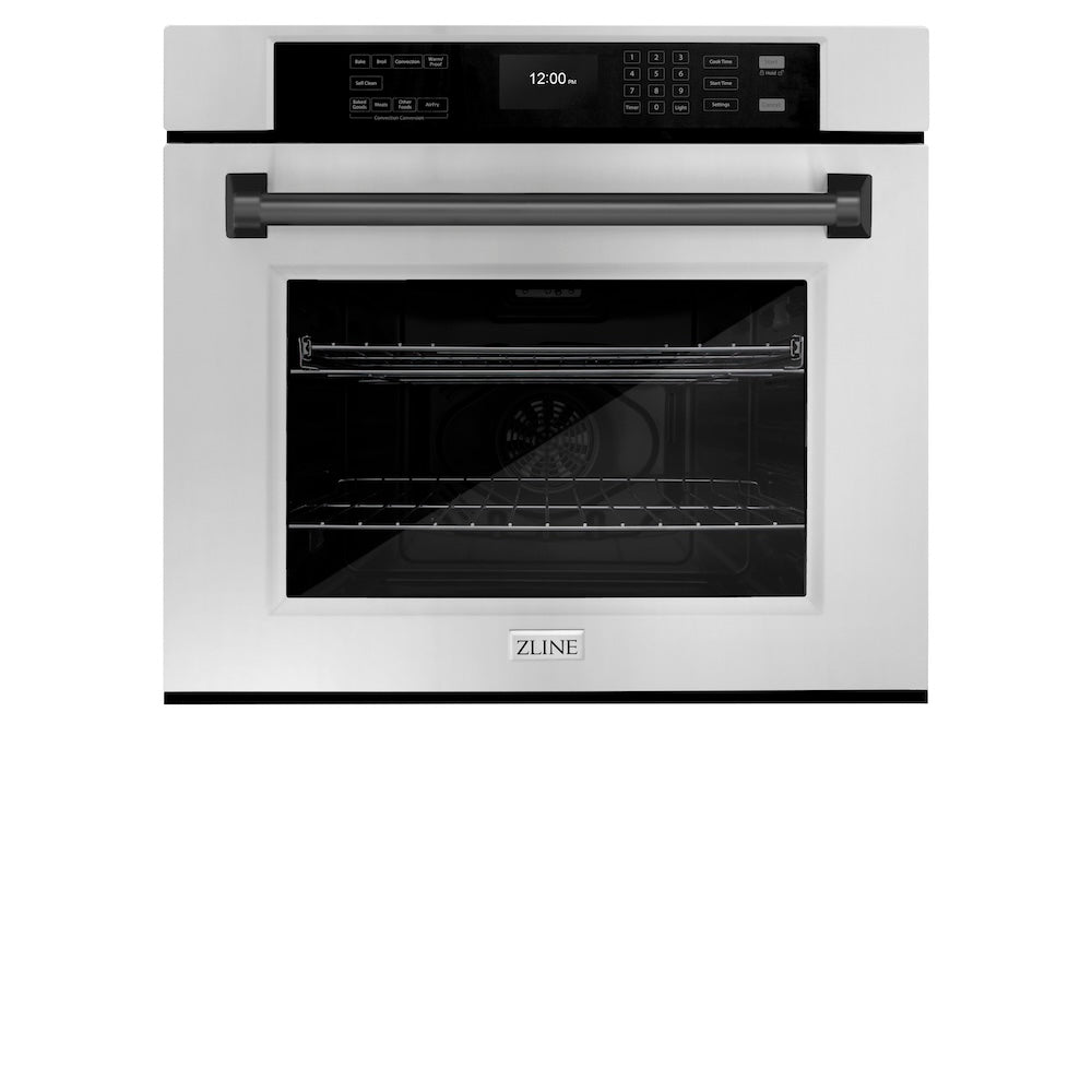 ZLINE Autograph Edition 30 Inch Professional True Convection Single Wall Oven with Air Fry & Self-Clean - Stainless Steel with Matte Black Handle (WASZ 30 MB) | Perfect for Modern Kitchens, Baking, Roasting & Air Frying