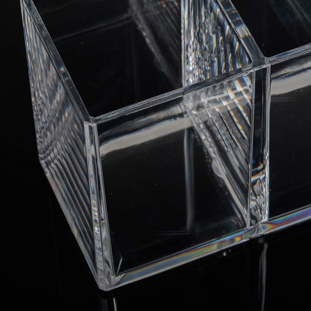 Clear Acrylic Makeup Brush Holder Organizer - 3 Slot Cosmetic Brush Storage for Brushes, Nail Polishes & Lipsticks | Desktop Display Stand for Vanity, Bathroom & Salon Use