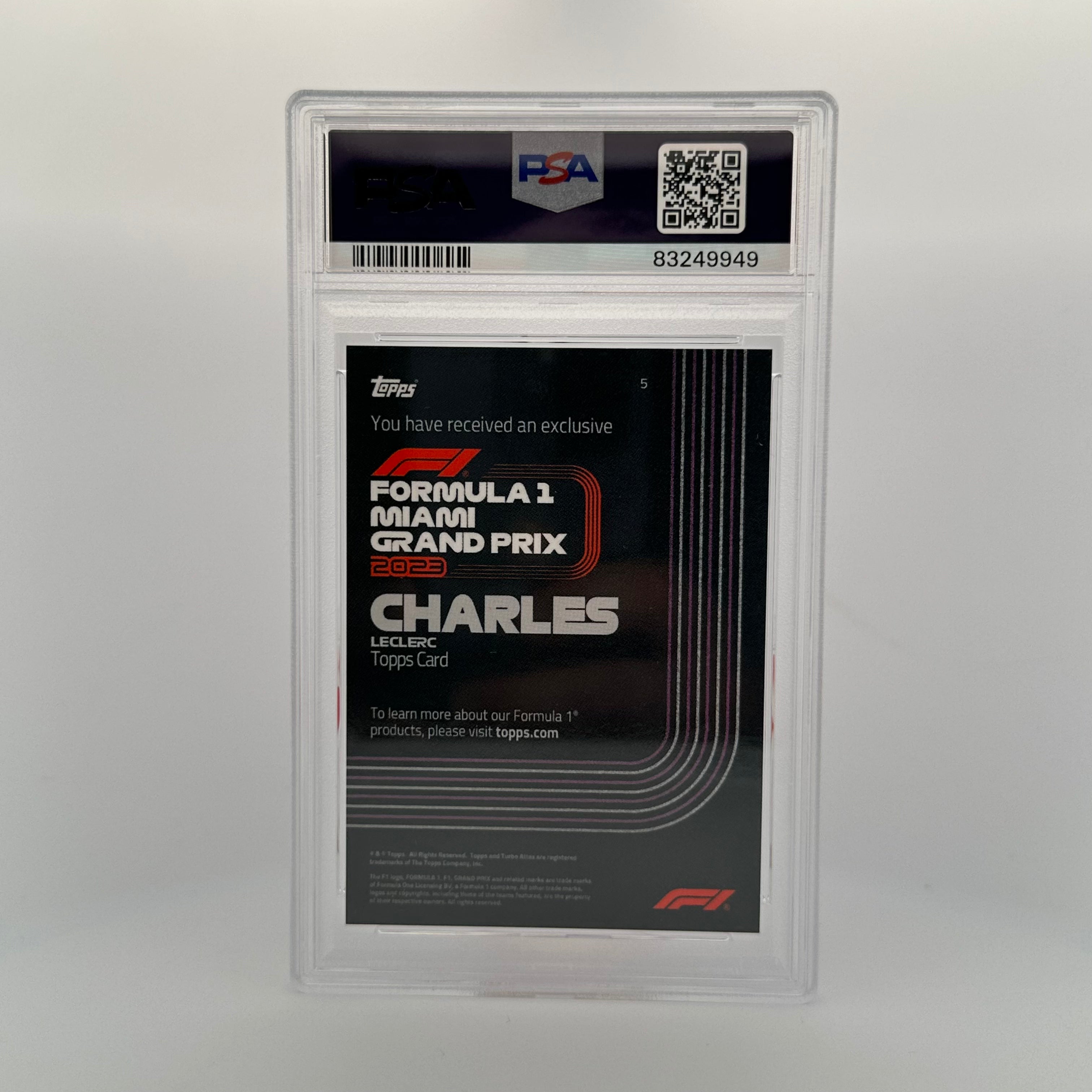 PSA 10 Graded Charles Leclerc #5 2023 Miami Grand Prix F1 Racing Card - Perfect for Collectors, Investors & Formula 1 Fans