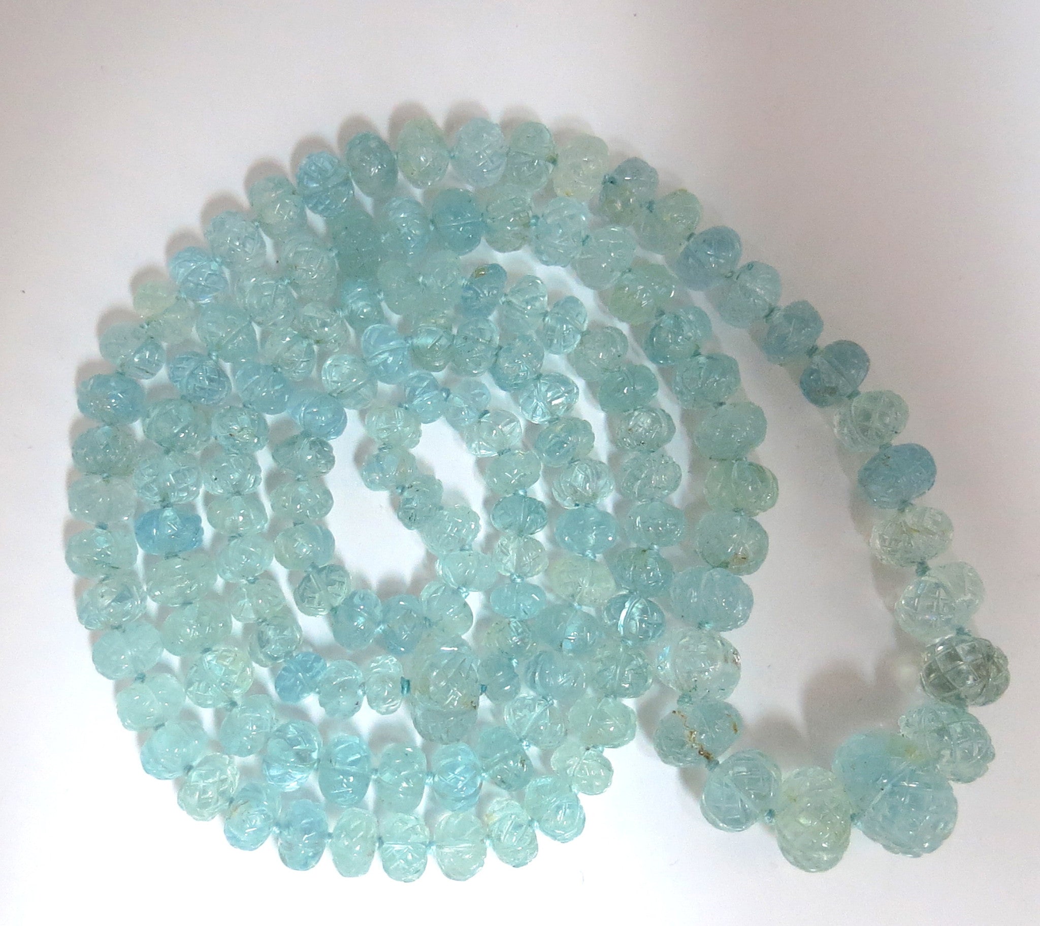 274.52ct Natural Aquamarine Beaded Necklace - 69 Endless Round Gemstone Beads for Women, Elegant Jewelry Gift for Brides, Birthday & Anniversary (Perfect for Weddings, Parties & Special Occasions)