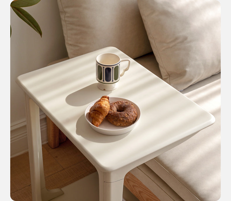 Birch Solid Wood Mobile Side Table - Lightweight Rolling End Table for Living Room, Bedroom, or Office - Perfect for Small Spaces and Easy Mobility