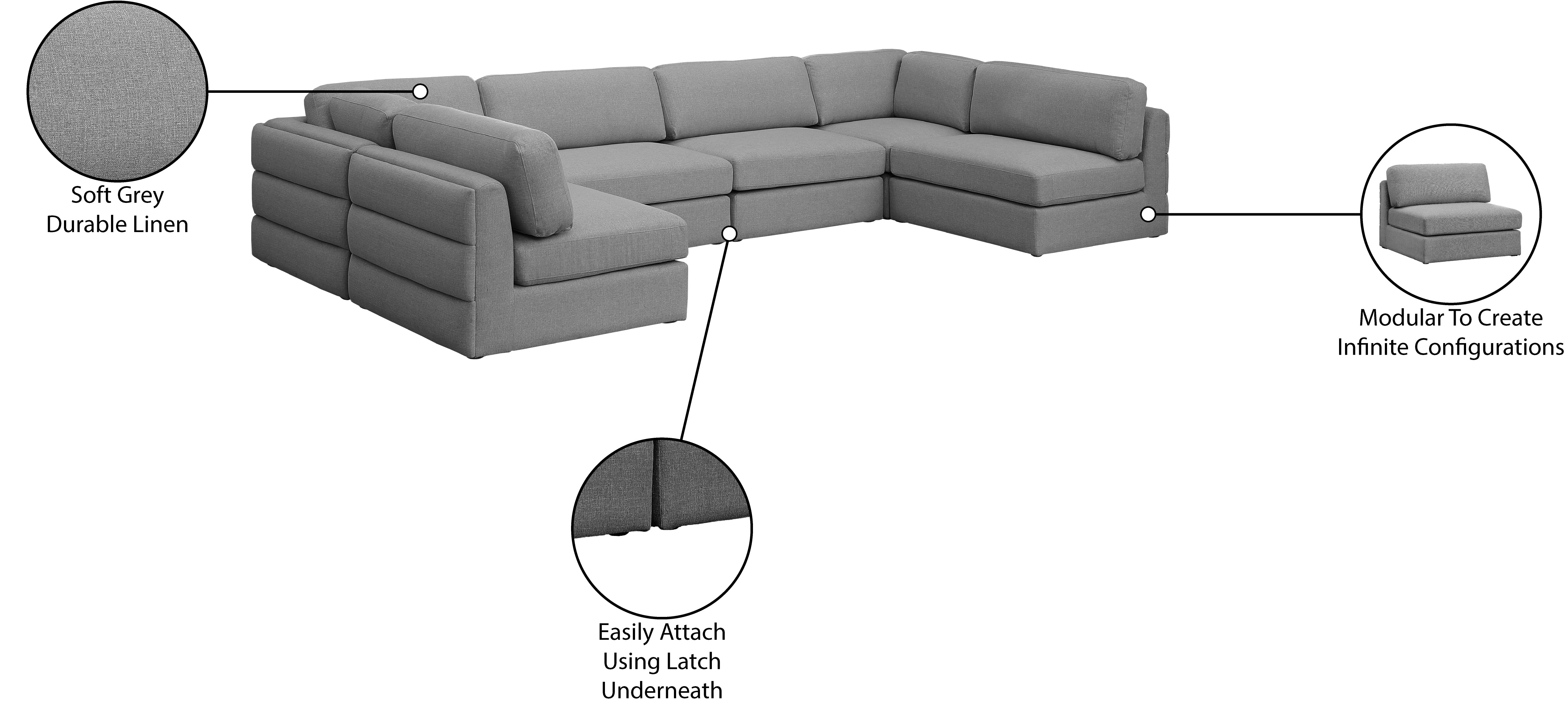 Beckham Durable Linen Textured Fabric Modular Sectional Sofa - Modern Living Room Furniture for Home & Office Comfort
