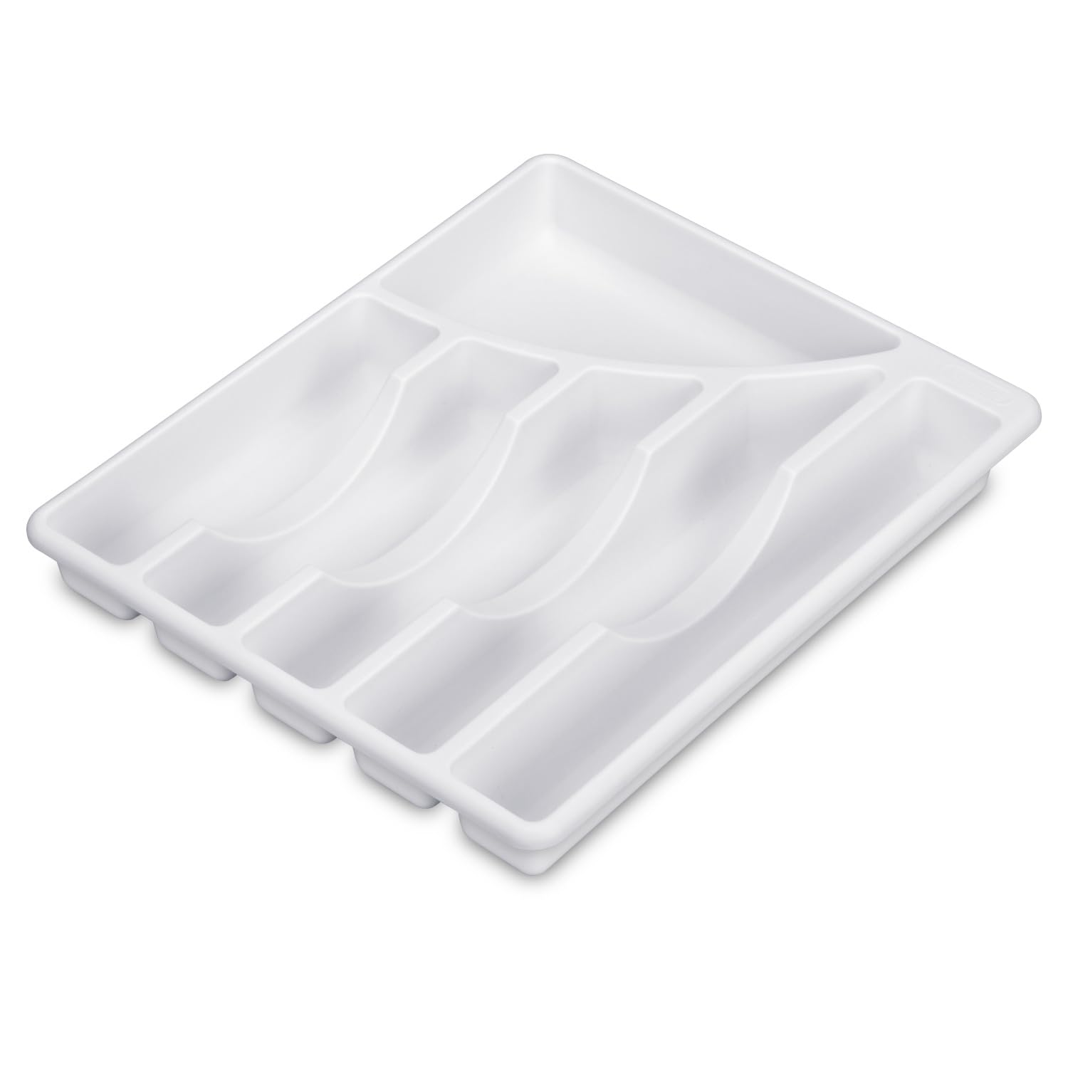 Sterilite 6-Compartment Plastic Cutlery Tray Organizer - White Kitchen Drawer Storage for Silverware, Utensils & Flatware (6-Pack) - Perfect for Home, Restaurant & Office Organization