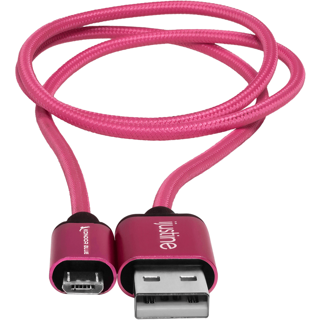 Kondor Blue iJustine Micro USB to USB A Fast Charging & Data Sync Cable (30cm, Pink) - Perfect for Smartphones, Tablets & Portable Devices