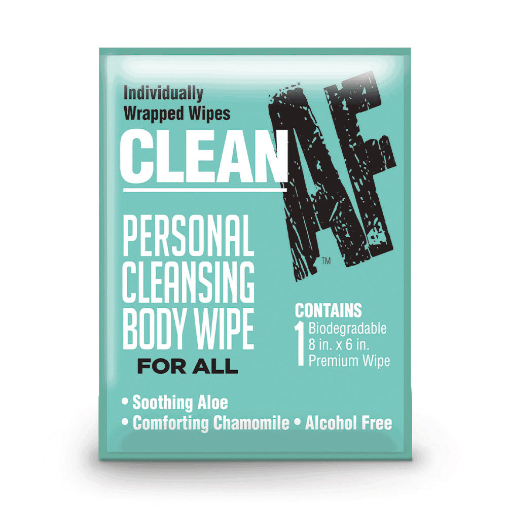 Clean AF Biodegradable Personal Cleansing Body Wipes - 16 Pack | Eco-Friendly Flushable Wipes for Travel, Gym & Outdoor Activities