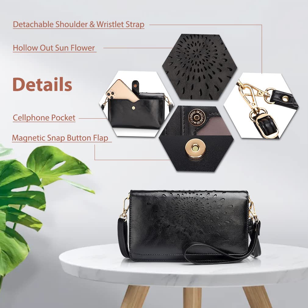 APHISON Women's RFID Blocking Crossbody Bag - Multi-Function Small Purse with Card Holder & Wristlet Wallet (Perfect for Travel, Shopping & Daily Use)
