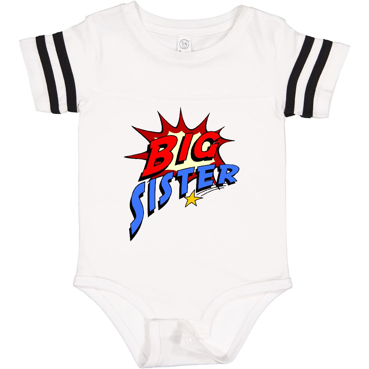 Inktastic Big Sister Superhero Baby Bodysuit - Cute Cotton Onesie for Newborn & Infant - Perfect Sibling Gift for New Big Sisters - Baby Shower, Birthday & Family Photos