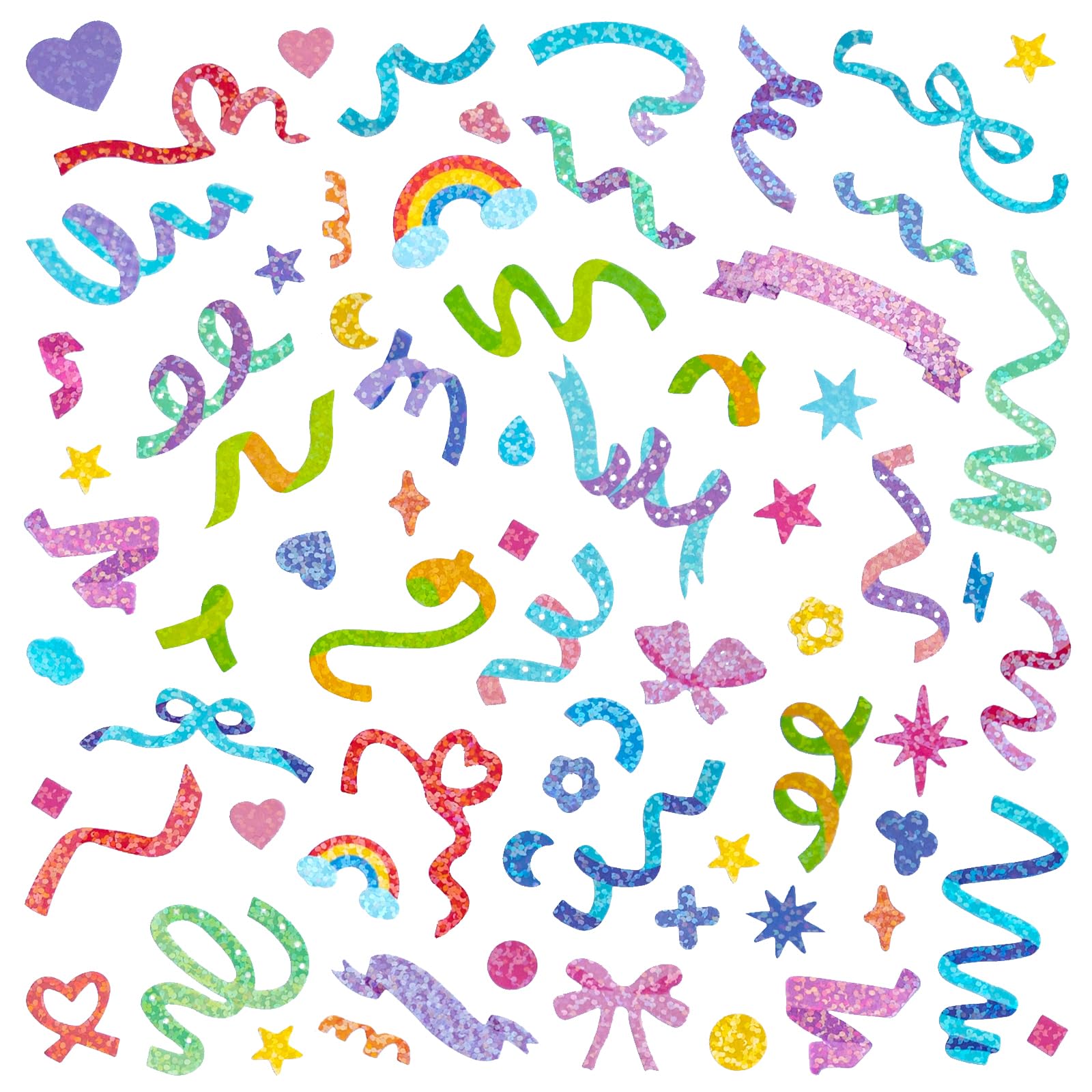 Conor 15 Sheet Scrapbook Sticker Set - Laser Cut Confetti Stickers, Rainbow Shiny Bling Decorations for Journaling, Diary, Album, Card Making & DIY Arts & Crafts | Perfect for Scrapbooking, Bullet Journal, Planner Decoration & Gift Wrapping