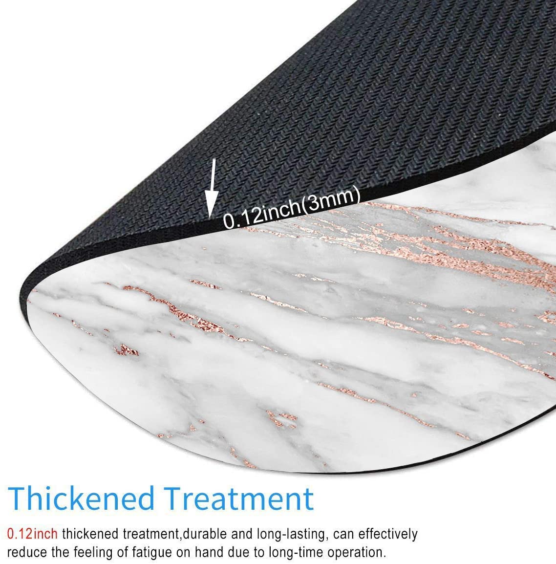 Premium White Rose Gold Marble Mouse Pad - Custom Round Non-Slip Rubber Base with Lycra Cloth, Washable Textured Surface for Wireless Mouse | Perfect for Office, Gaming & Home Computer Setup