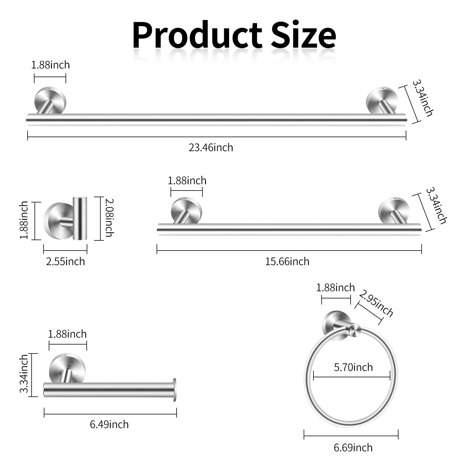 10-Piece Brushed Nickel Bathroom Hardware Set - Includes 24