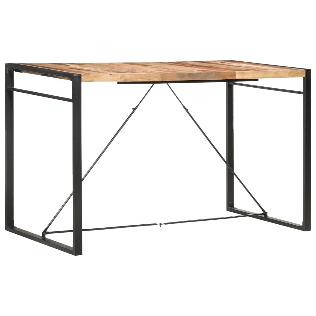 Solid Sheesham Wood Bar Table with Metal Legs - 70.9