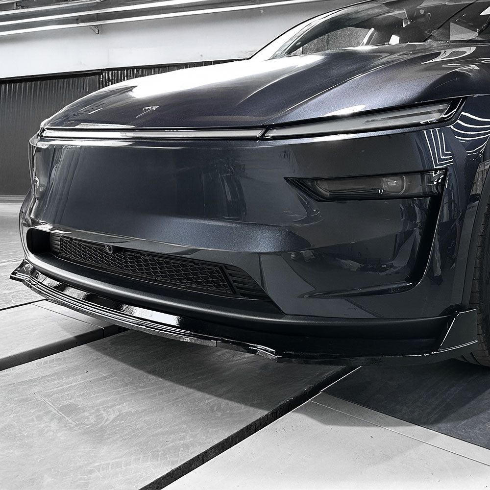 Aero Front Lip Spoiler for Tesla Model Y Juniper (2025+) - No Drip Design & OEM Push Clips | Enhance Aerodynamics & Style for Daily Driving & Performance Upgrades