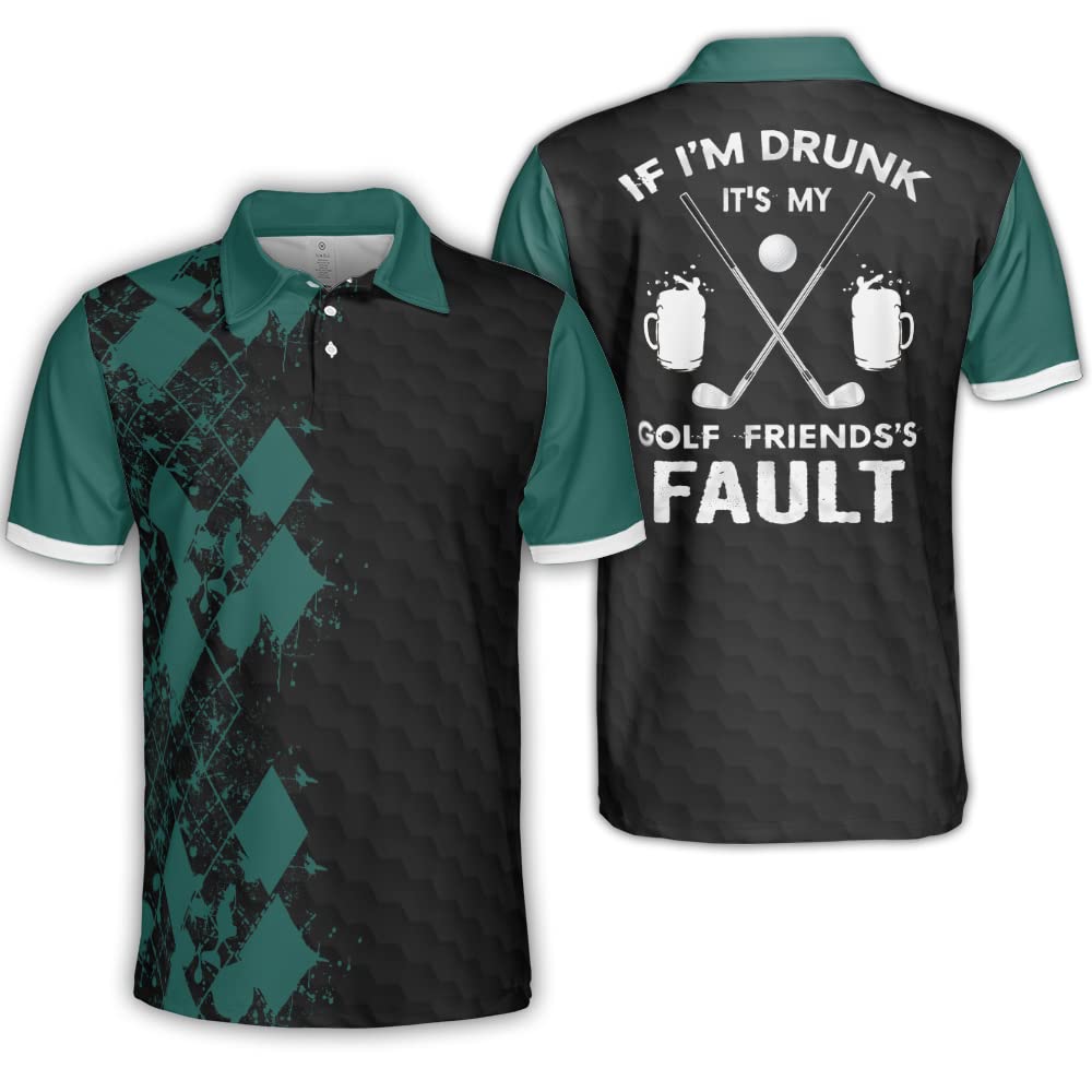 Polomore Argyle Golf Shirt for Men - Funny & Crazy Golf Polo Shirts - Breathable Performance Golf Apparel for Casual Wear & Weekend Golfing