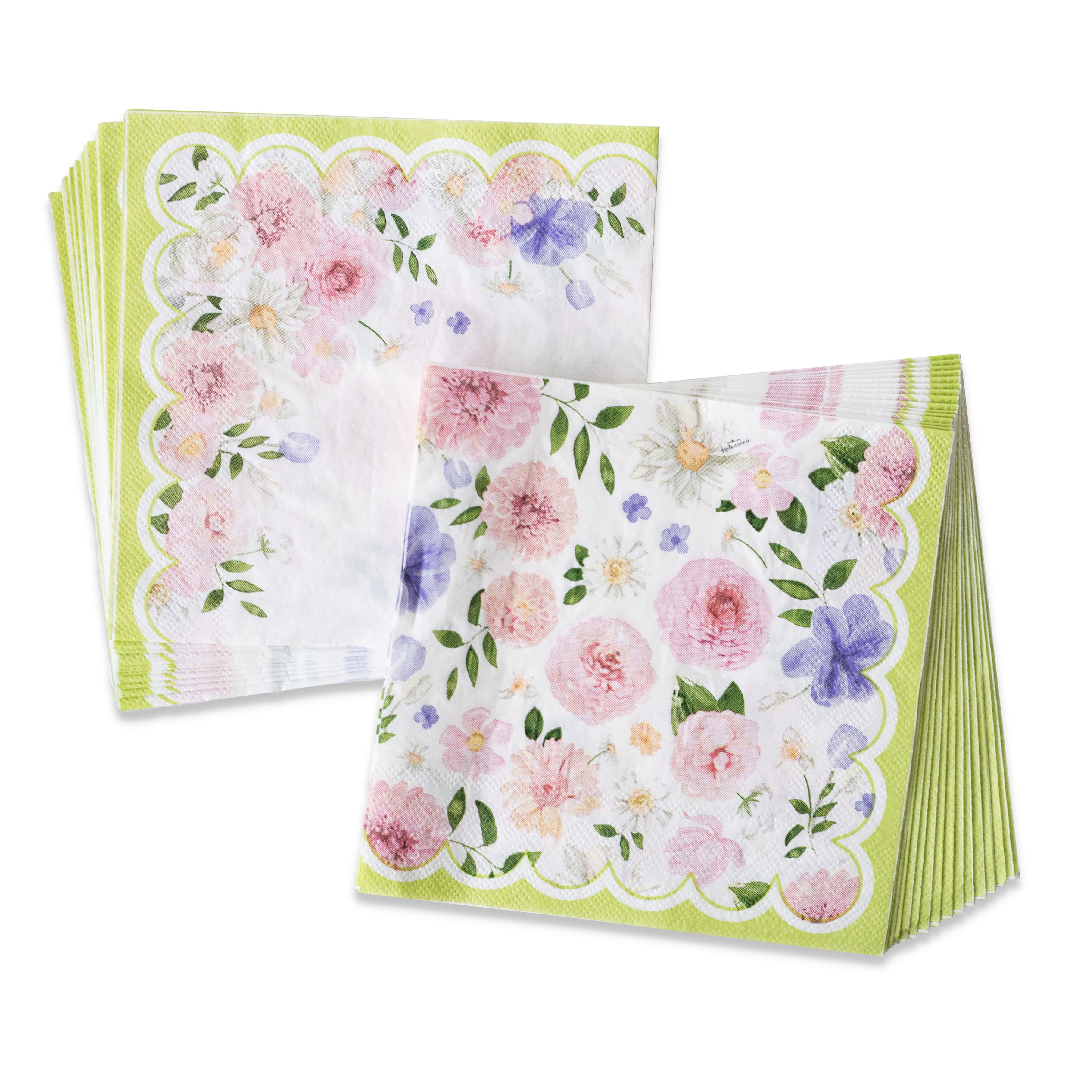 Premium 2-Ply Tea Party Paper Napkins - Set of 30 - Elegant Floral Design for Afternoon Tea, Bridal Showers & Baby Showers - Disposable Party Tableware