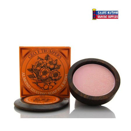 Geo F Trumper Almond Shaving Soap in Wood Bowl - Luxury Wet Shaving Cream for Men with Natural Ingredients - Perfect for Daily Grooming & Gift Sets