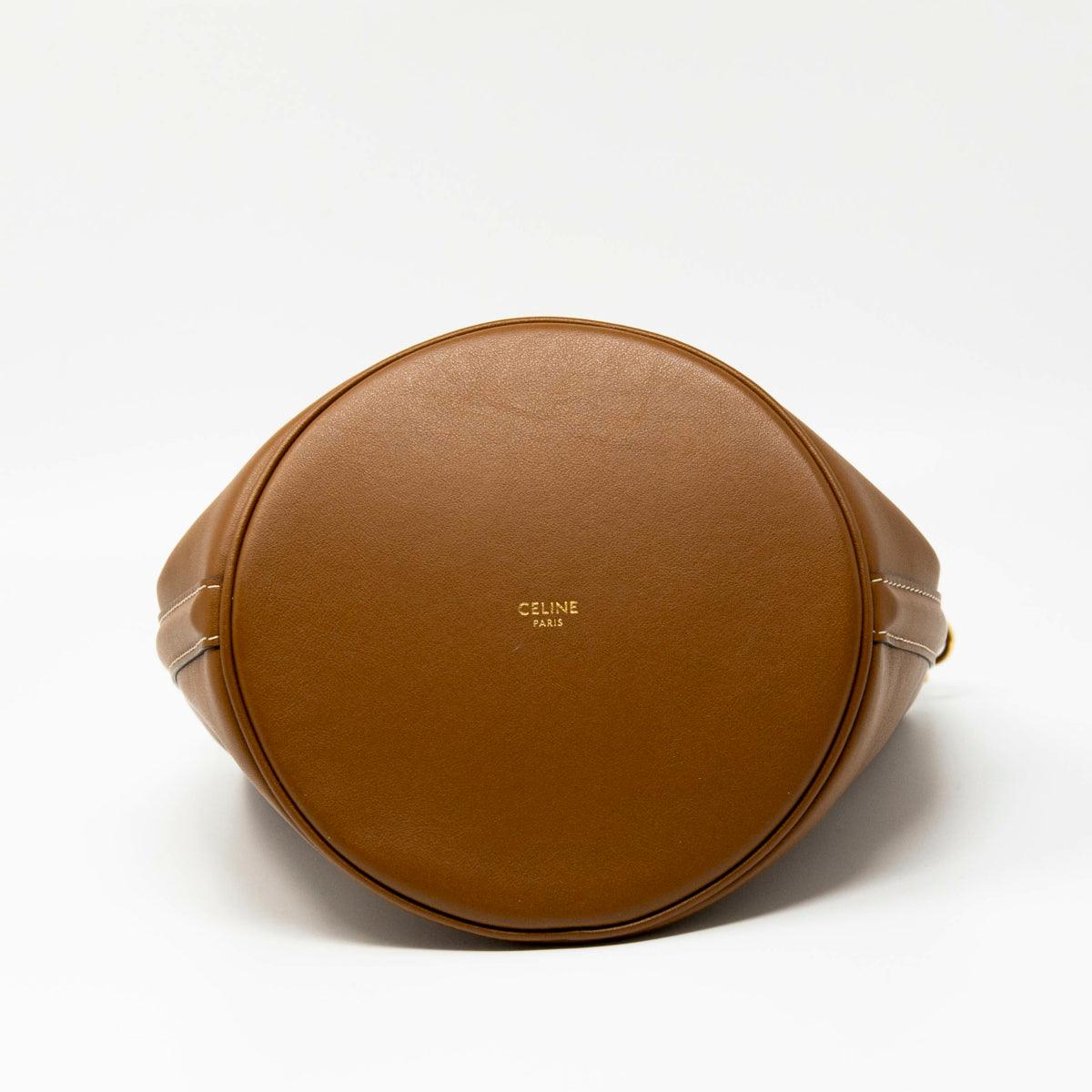 Celine Tan Teen Bucket 16 Bag - Genuine Leather Crossbody Shoulder Bag for Women | Perfect for Travel, Shopping & Everyday Use