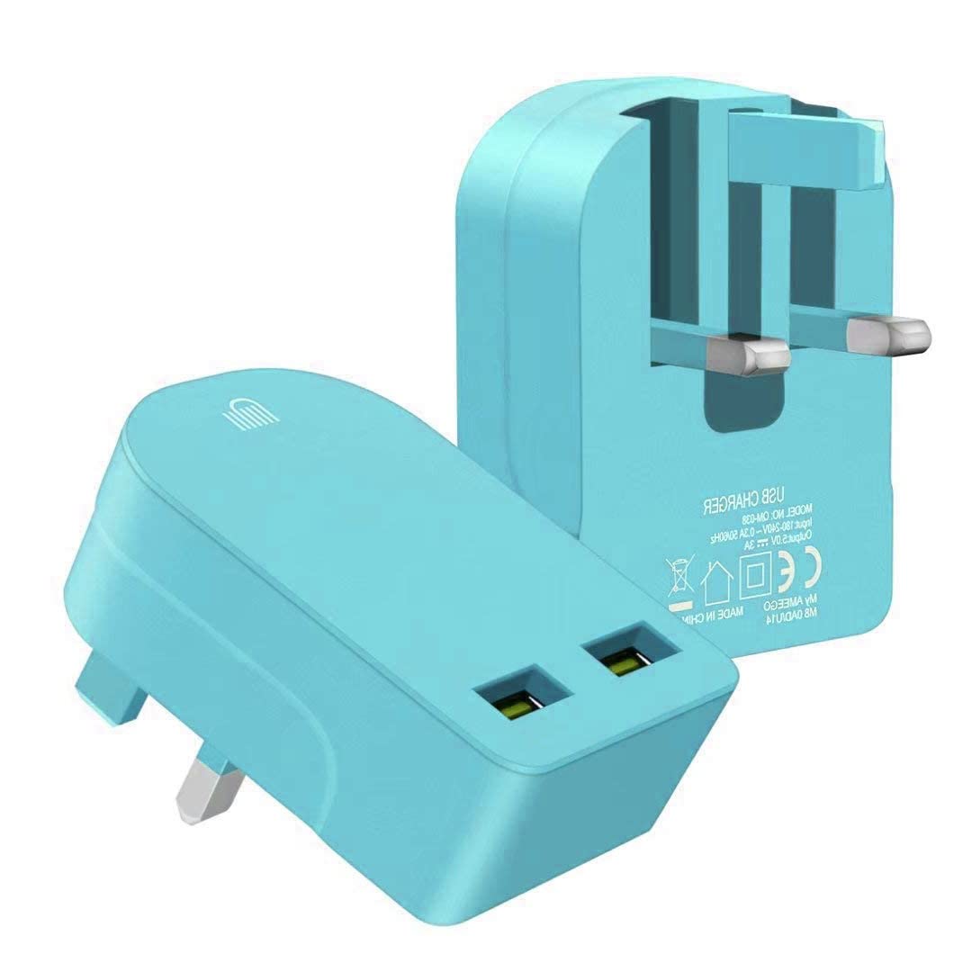 AMO Multi USB Charger with Folding UK Plug - 3.1A 15W Fast Charging for iPhone, iPad, Samsung Galaxy, HTC, Windows Phone & Tablets - Perfect for Home, Office & Travel Charging Needs