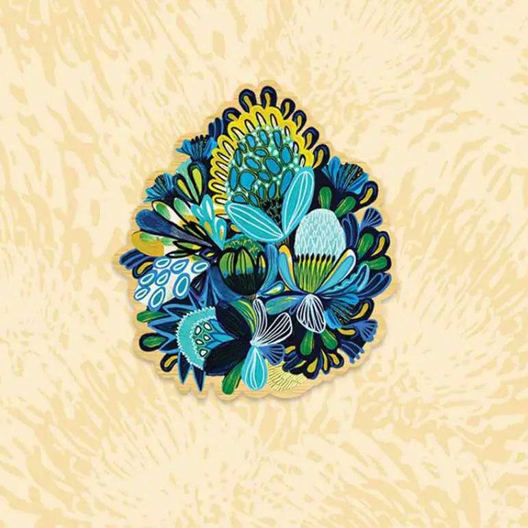 Handmade Proteas Azure Wooden Brooch - Unique Floral Pin for Women - Perfect for Weddings, Parties & Fashion Accessories