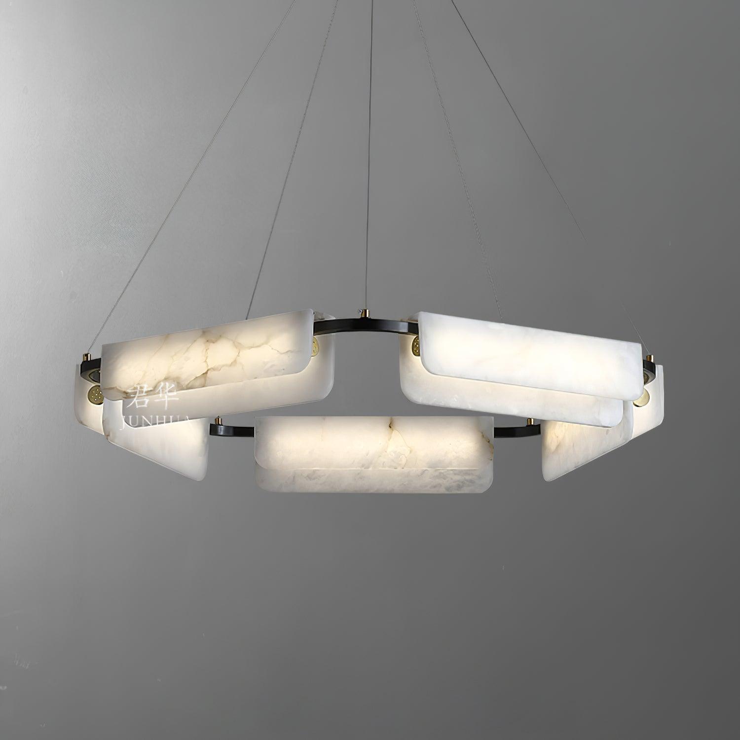 Delia Alabaster Chandelier - Elegant Crystal Ceiling Light Fixture for Dining Room & Living Room | Perfect for Home Decor & Luxury Interior Design