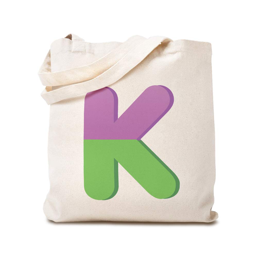 Custom Monogrammed Canvas Tote Bag - Reusable Eco-Friendly Shopping Bag with Animal Letter K Design - Perfect for Beach, Groceries & Kids Gifts - Personalized Initial K Cotton Tote for Women & Girls (Ideal for School, Travel & Farmers Market)