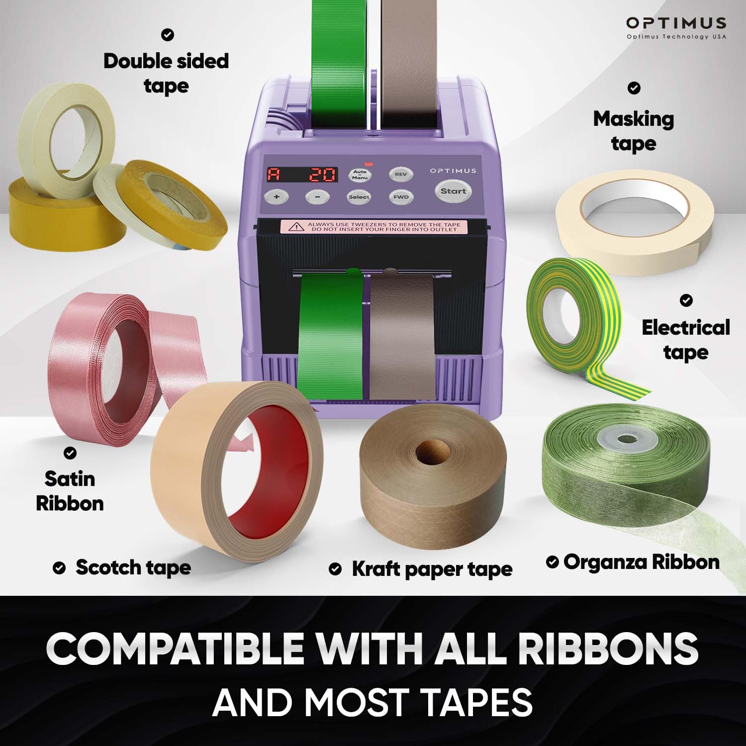 BladeMaster PRO Automatic Ribbon Cutting Machine - Smart Commercial Grade Auto Tape Dispenser & Cutter (2024 Upgraded) - Perfect for Gift Wrapping, Packaging, and Crafting - USA Made (Purple)