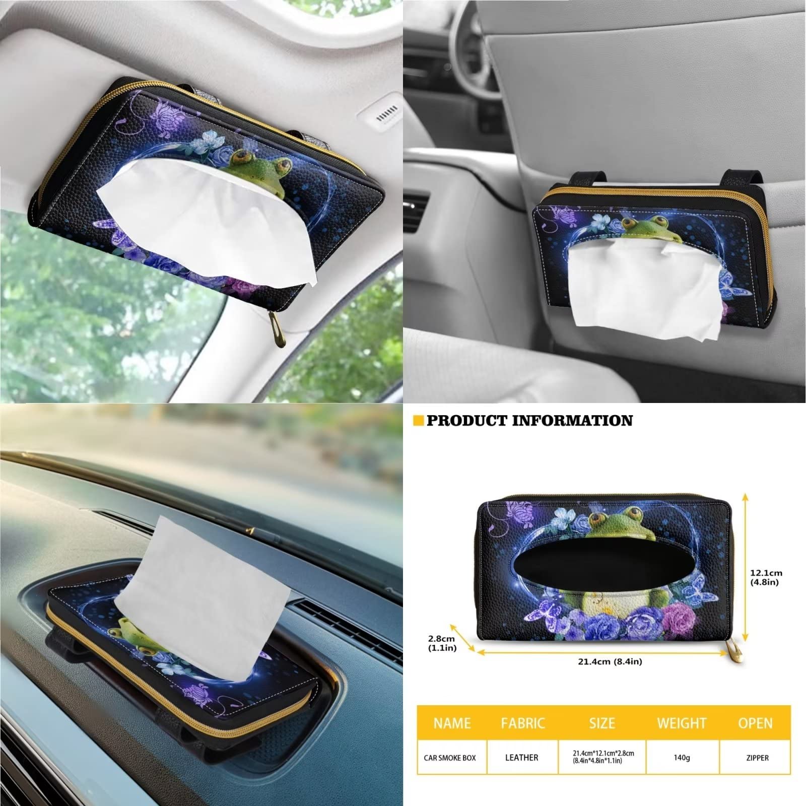 Poceacles 13-Piece Frog Flower Car Accessories Set - Includes Car Seat Covers, Steering Wheel Cover, Shoulder Pads, Cup Holders & Keychain Decor | Cute Frog-Themed Interior Upgrade for Cars, SUVs & Trucks | Perfect Gift for Women & Car Enthusiasts