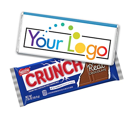50-Pack Custom Logo Chocolate Crunch Bars - Bulk Promotional Candy for Events, Royal Blue | Perfect for Corporate Gifts, Trade Shows & Party Favors