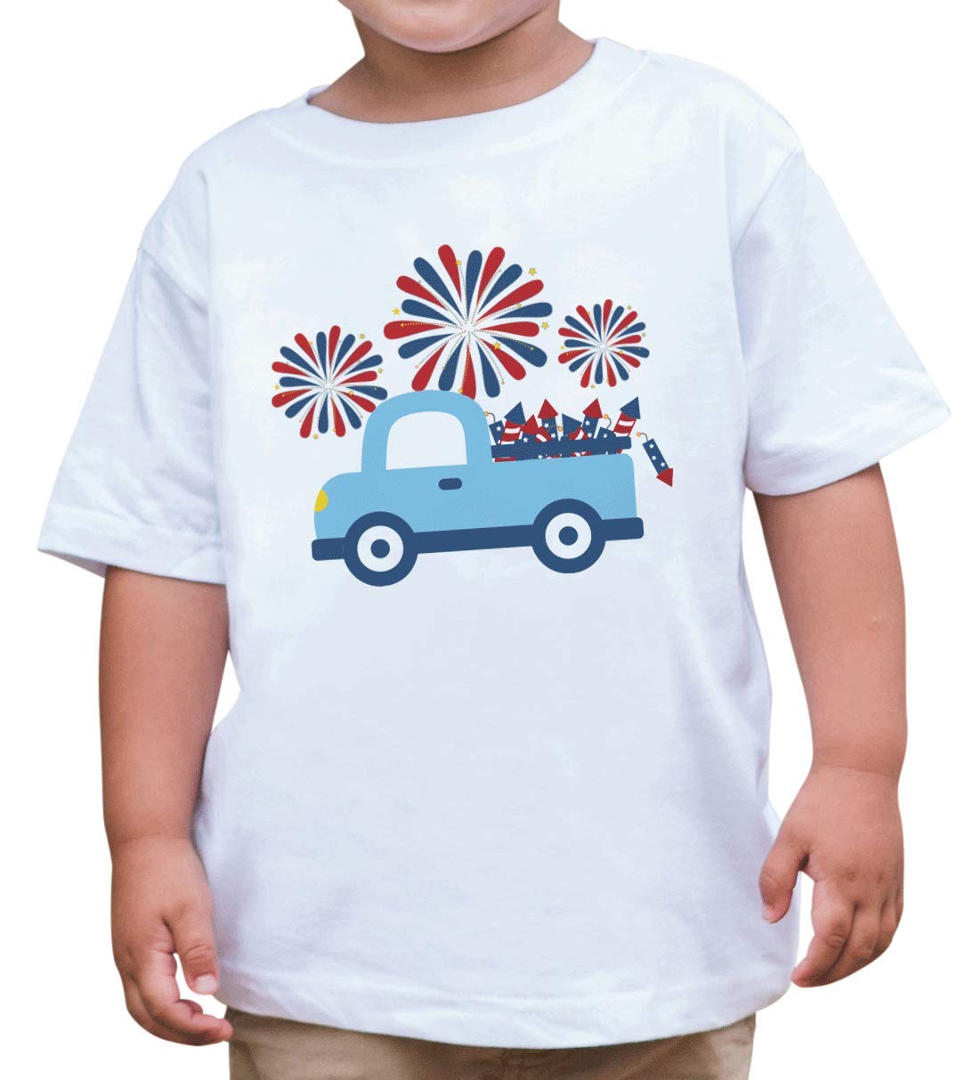 7 ate 9 Apparel Patriotic Firework Truck T-Shirt - 4th of July Independence Day Graphic Tee for Men & Women - Perfect for BBQ Parties, Parades and Summer Festivals