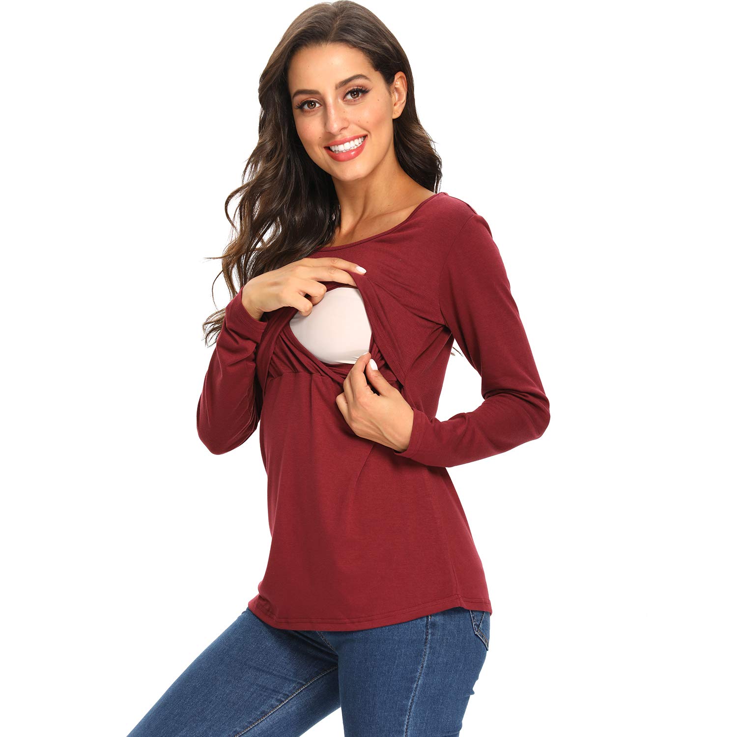 L-Shaped Maternity Nursing Tops for Women - 3 Pack Short Sleeve Crew Neck Breastfeeding Shirts (Navy Blue) | Comfortable Nursing Clothes for Pregnancy & Postpartum | Perfect for Daily Wear, Nursing at Home or Outdoors