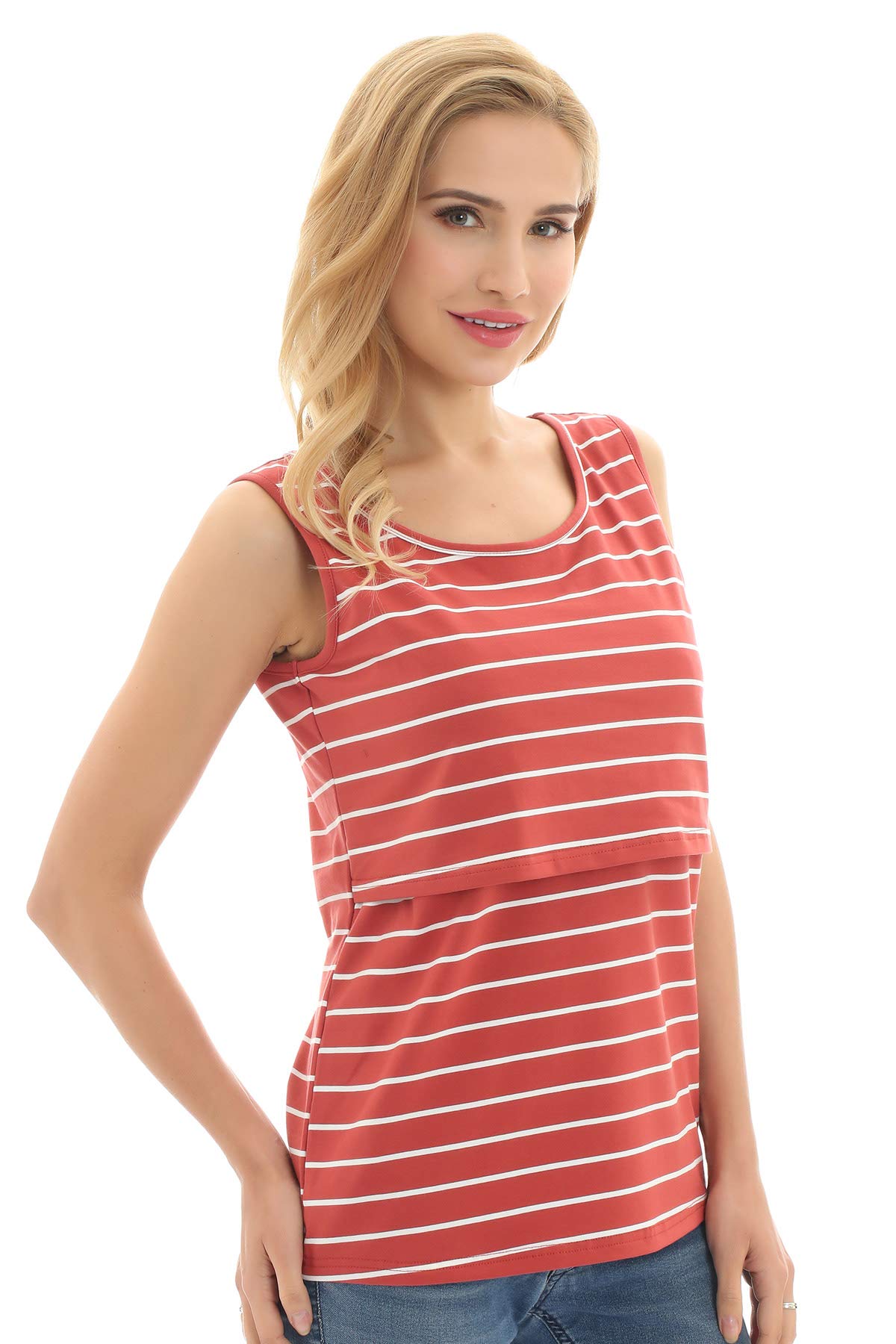 Bearsland Women's Sleeveless Maternity Nursing Tank Tops - Comfortable Breastfeeding Shirts for Pregnancy & Nursing - Perfect for Everyday Wear, Nursing at Home or Outdoors