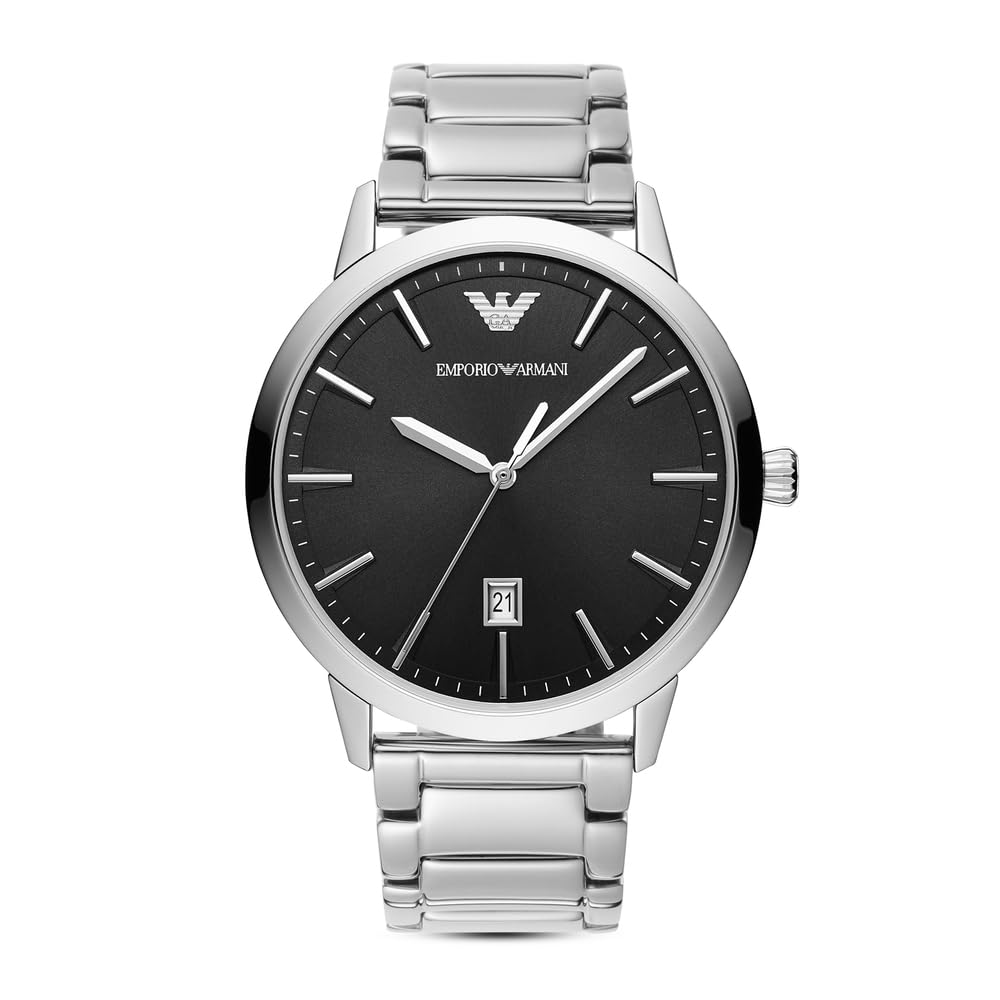 Emporio Armani Men's Stainless Steel Watch with Three-Hand Date Display - 43mm Case - Perfect for Business, Casual & Formal Occasions