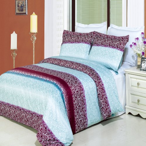 Luxury 4-Piece Queen Size Kimberly Printed Comforter Set - 100% Egyptian Cotton Duvet Cover + Down Alternative Comforter | Soft Bedding for Master Bedroom, Guest Room & Cozy Home Decor