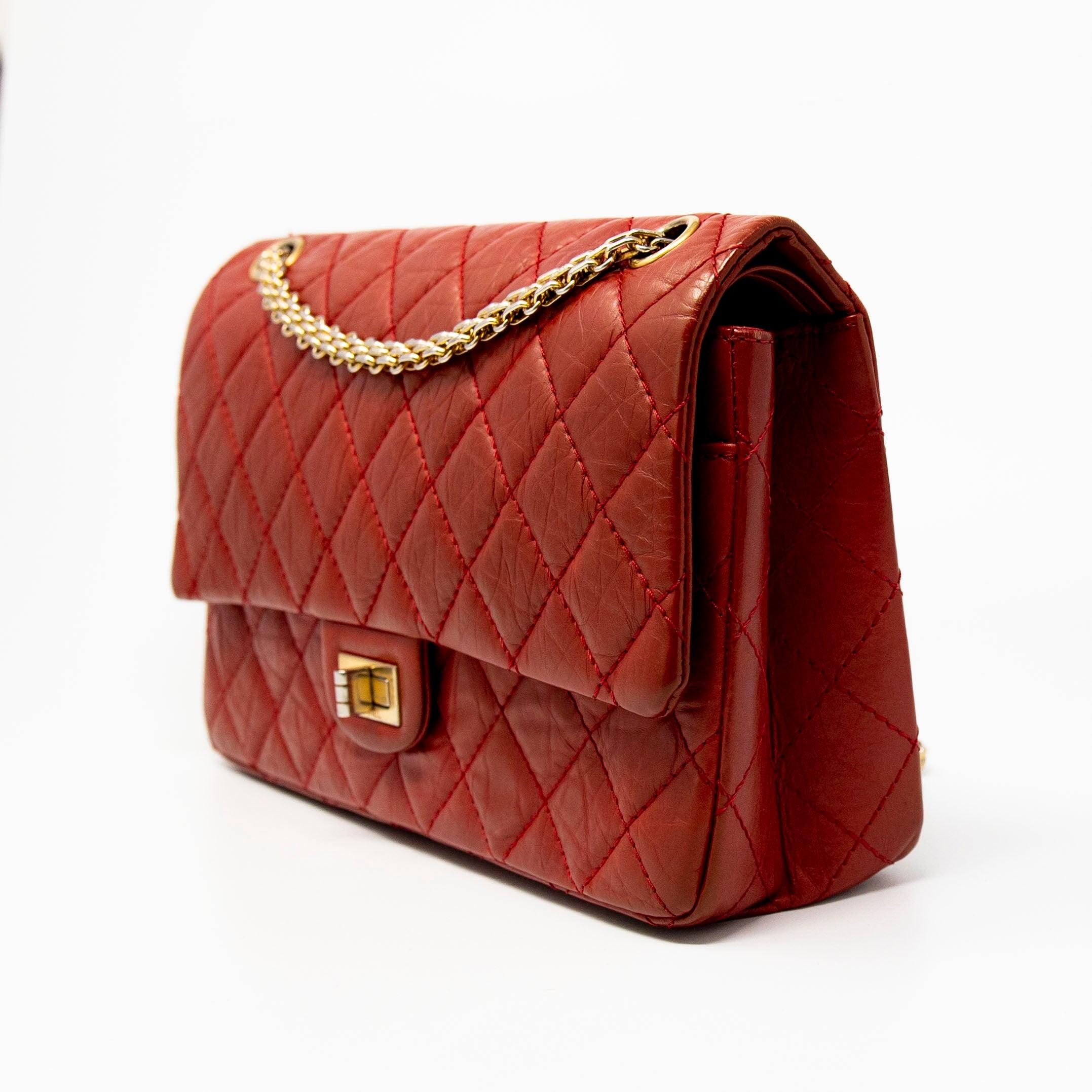 Authentic Chanel Red Calfskin 2.55 Reissue 266 Flap Bag - Luxury Designer Handbag for Women, Perfect for Evening Events & Special Occasions