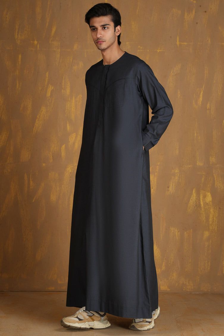 Premium Blended Denim Blue Jubba by J. Junaid Jamshed - Stylish Islamic Prayer Outfit for Men | Perfect for Eid, Friday Prayers & Special Occasions