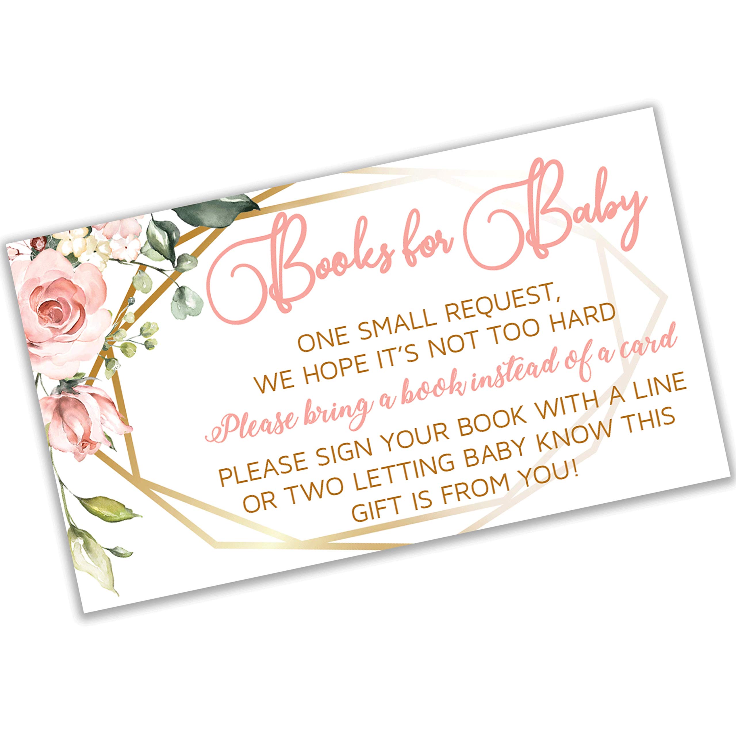 Pink Floral Baby Girl Shower Books - 50 Count Baby Request Cards for Girl Baby Showers | Floral Baby Shower Activities & Keepsake Books | Perfect for Baby Registry, Gender Reveal & Nursery Decor