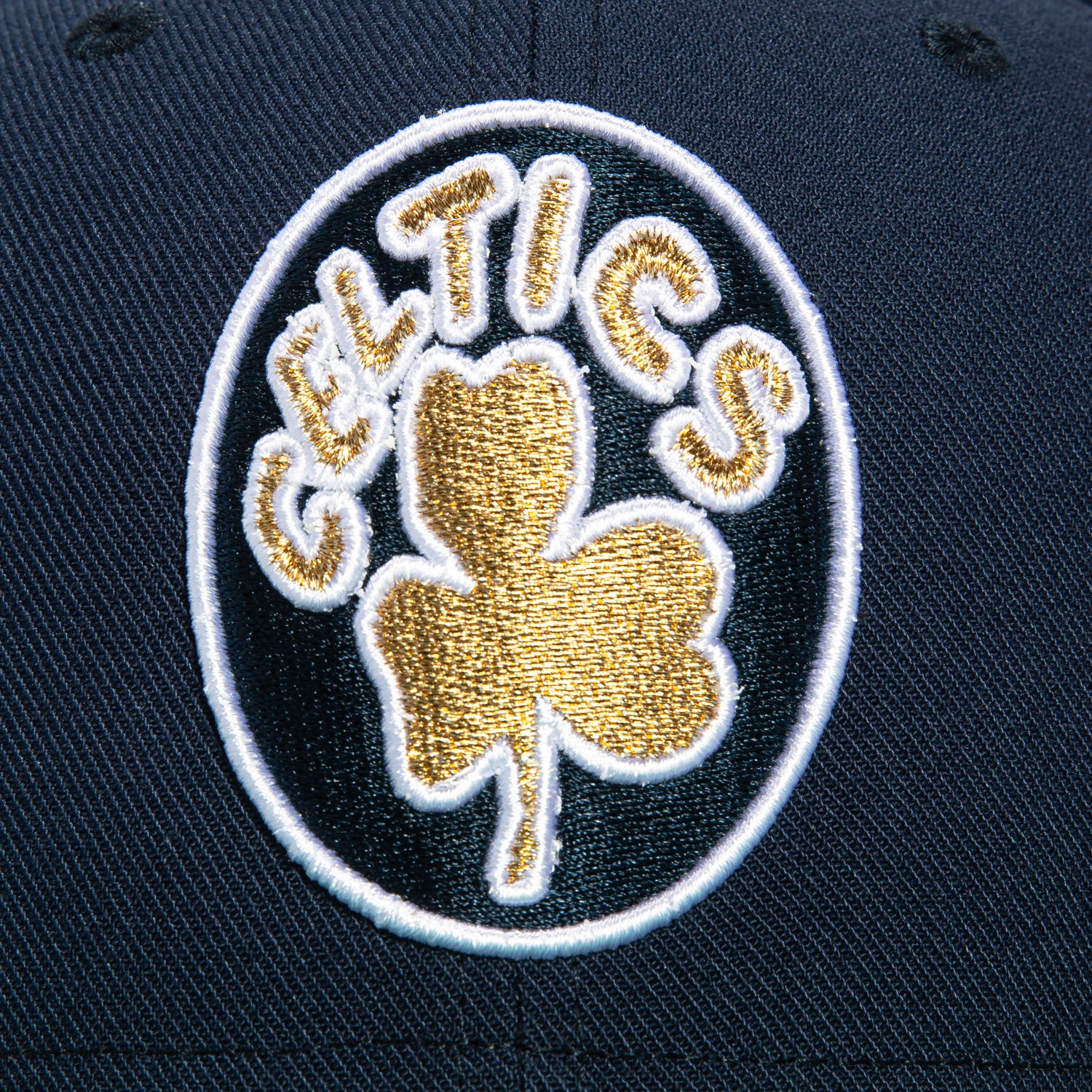 Mitchell & Ness Boston Celtics 75th Anniversary Patch Hat - Navy & Green NBA Basketball Cap for Men & Women - Perfect for Games, Fan Gear & Streetwear Fashion
