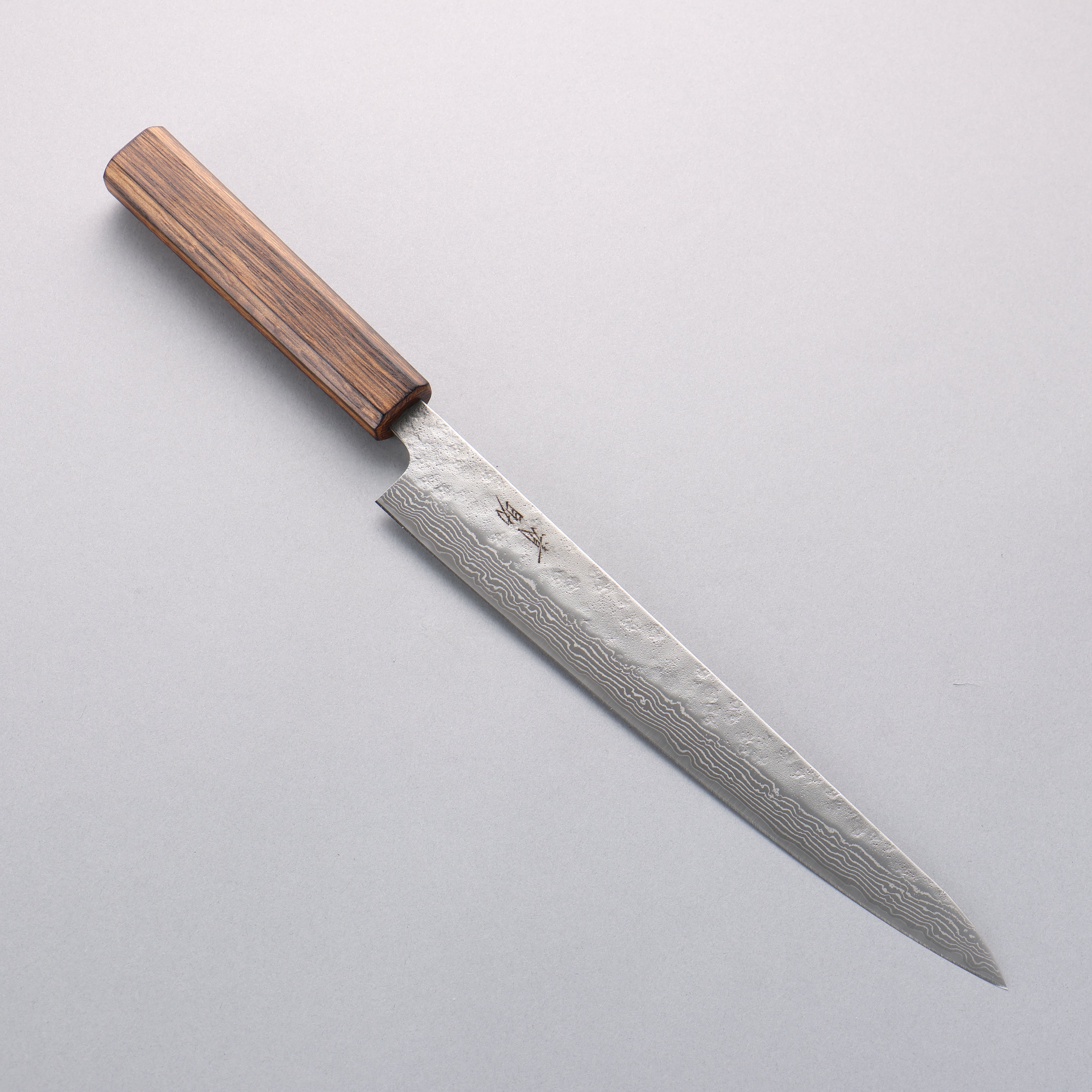 Premium 240mm Sujihiki Knife - Seisuke 440C Stainless Steel Hammered Damascus Blade with Oak Handle - Perfect for Slicing Sashimi, Roasts, and Delicate Meats