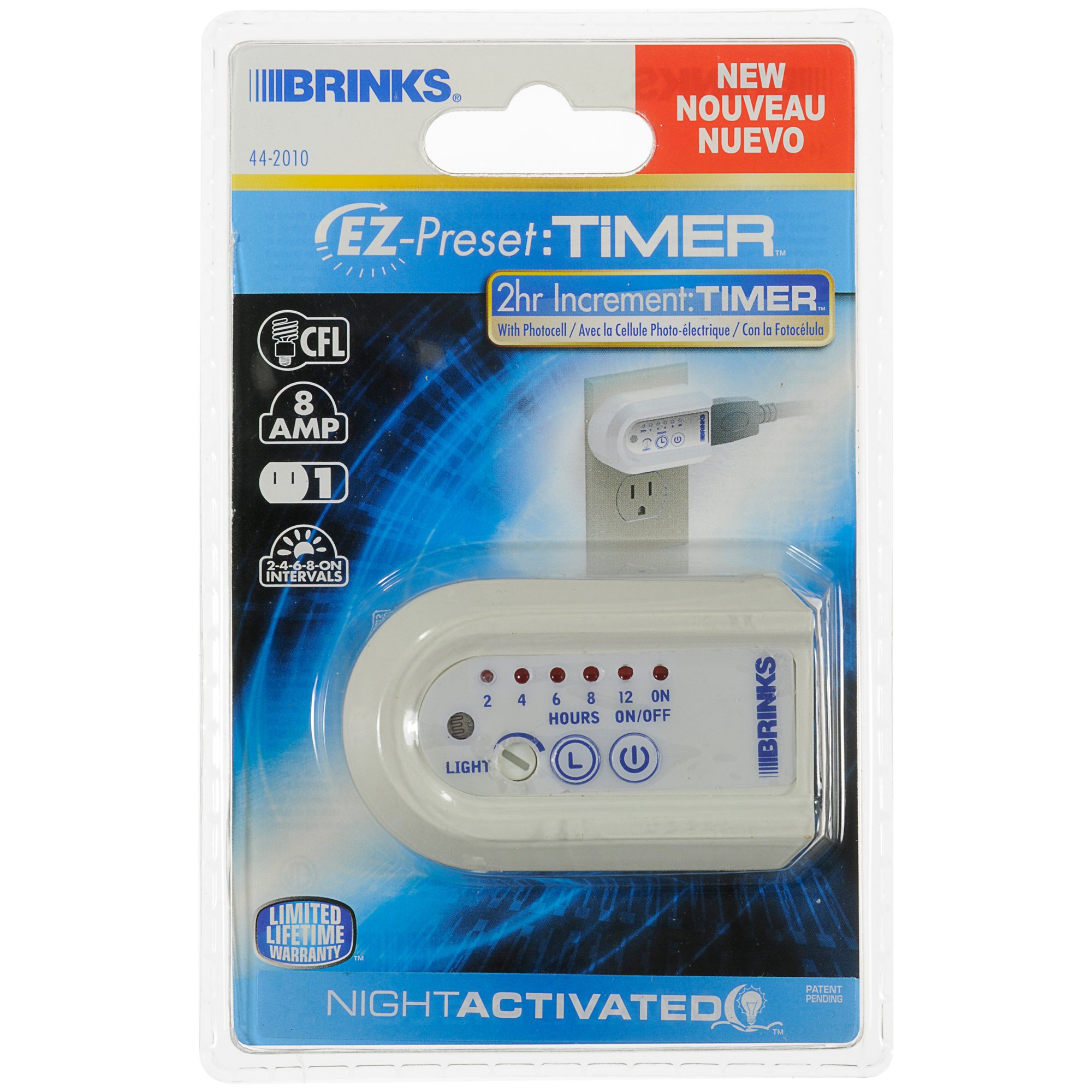 BRINKS Indoor Digital Timer with Photocell - Programmable 2-Hour Increment Settings for Home Automation & Energy Savings | Perfect for Lights, Appliances & Holiday Decorations