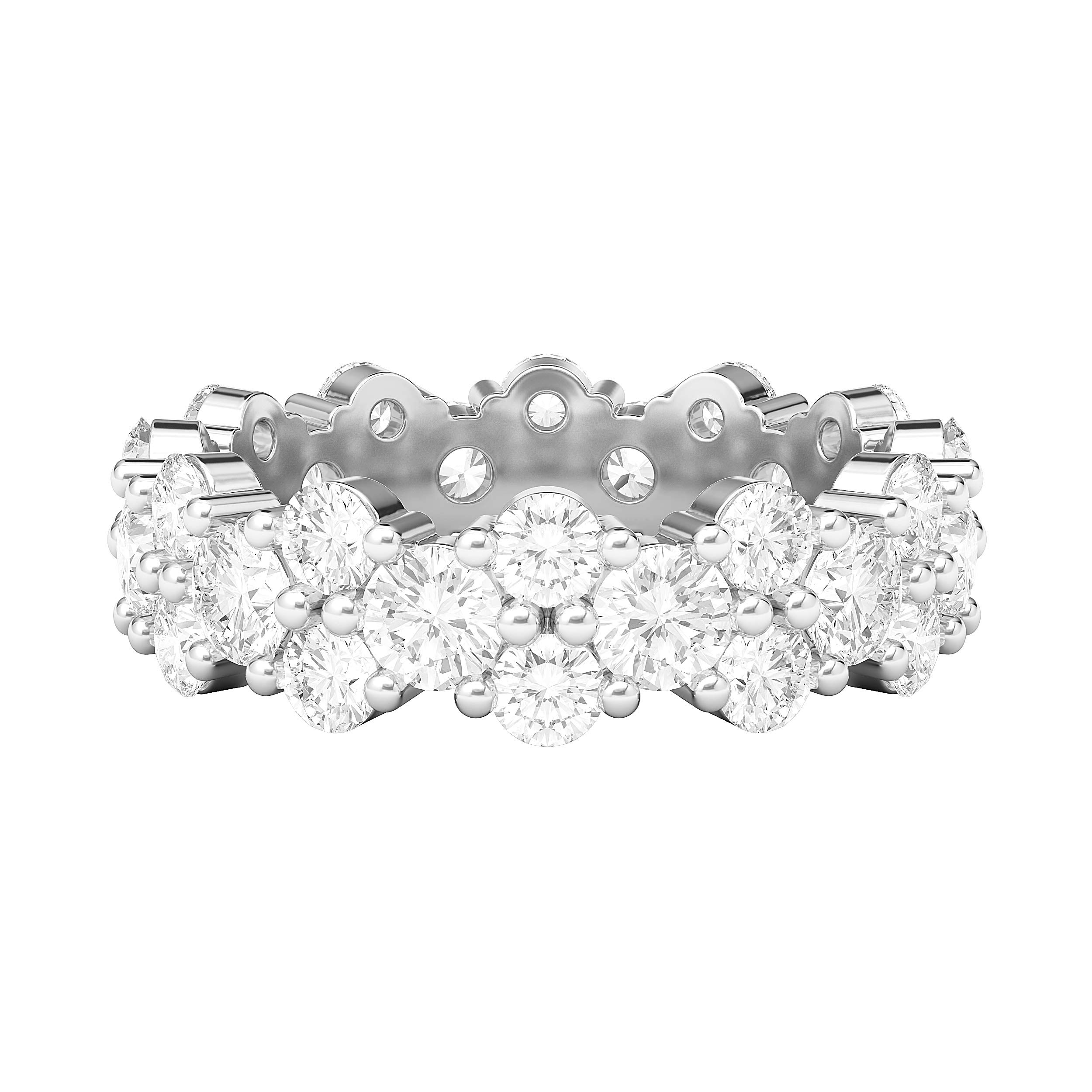 Sterling Silver Eternity Ring with Simulated Diamond or Moissanite - Dainty Stackable Wedding Band for Women - Perfect for Anniversary, Engagement & Everyday Elegance