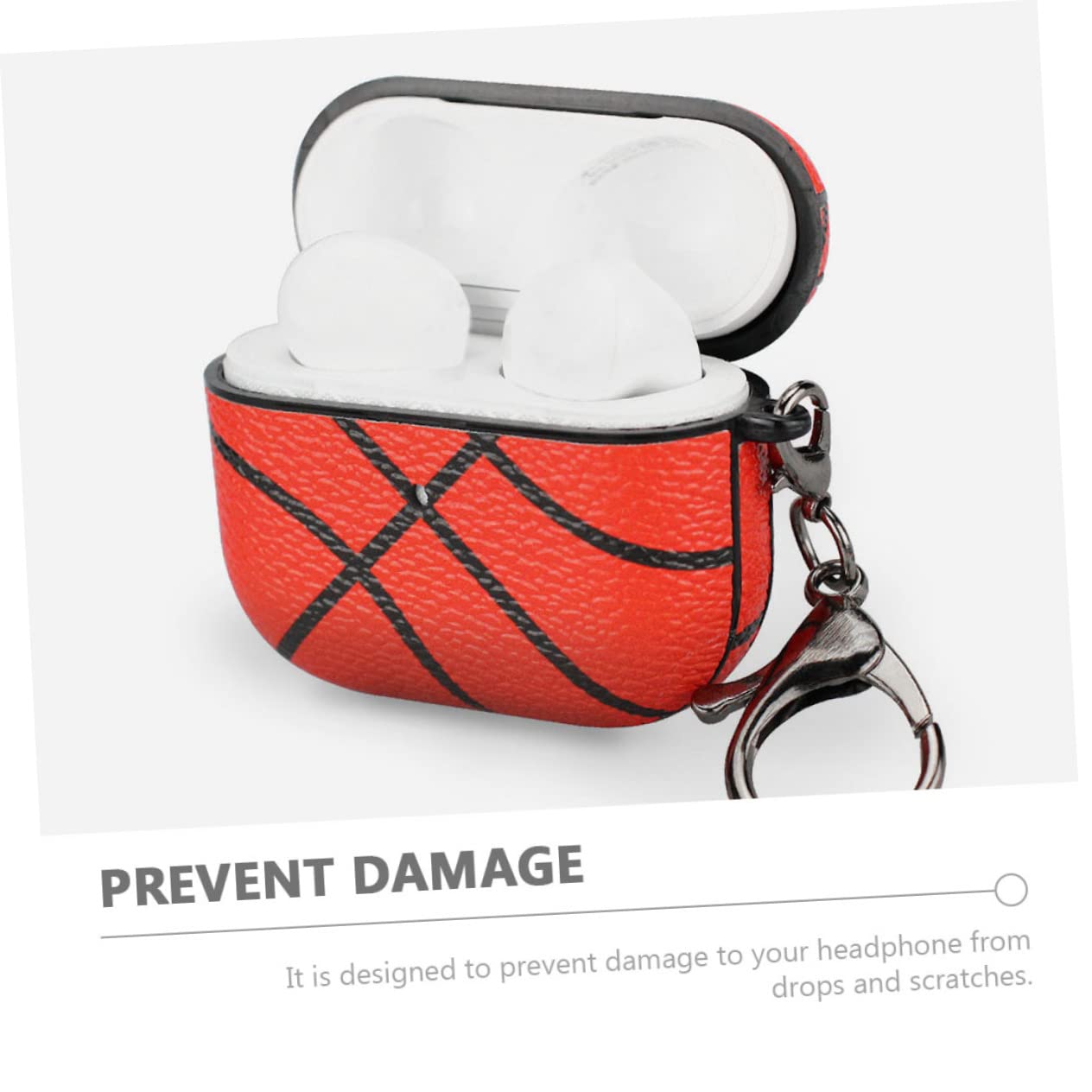 Angoily 4-Pack Genuine Leather Basketball Headphone Protective Covers - Compatible with AirPods Pro 1/2/3, Wireless Earbuds Case Protector for Sports & Workouts