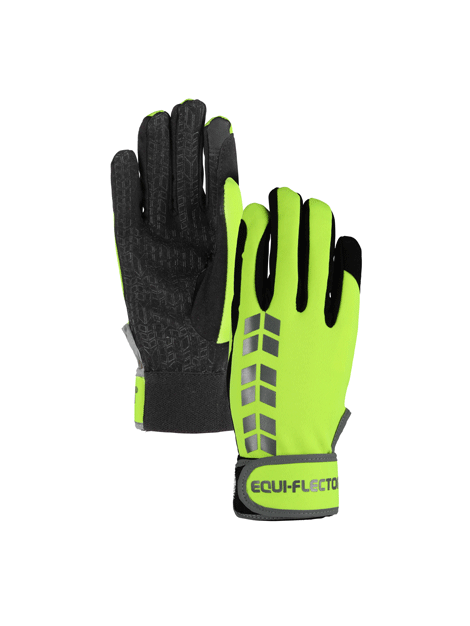EquiFlector High Visibility Riding Gloves - Reflective Equestrian Safety Gloves for Horseback Riding, Cycling & Outdoor Sports - Day & Night Use